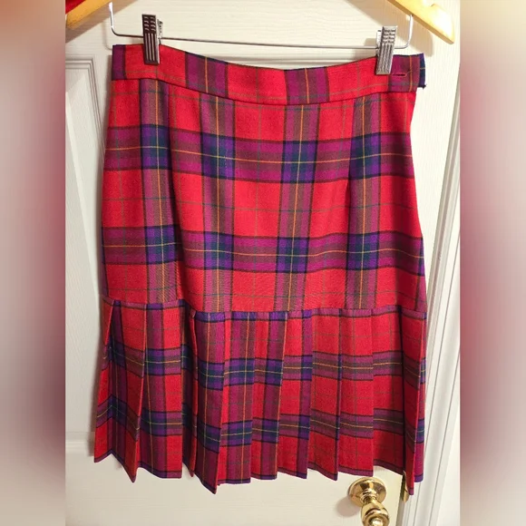 Joseph Ribkoff Vintage Plaid Red and Purple Women's Blazer and Skirt Set Size 10 - Picture 6 of 12